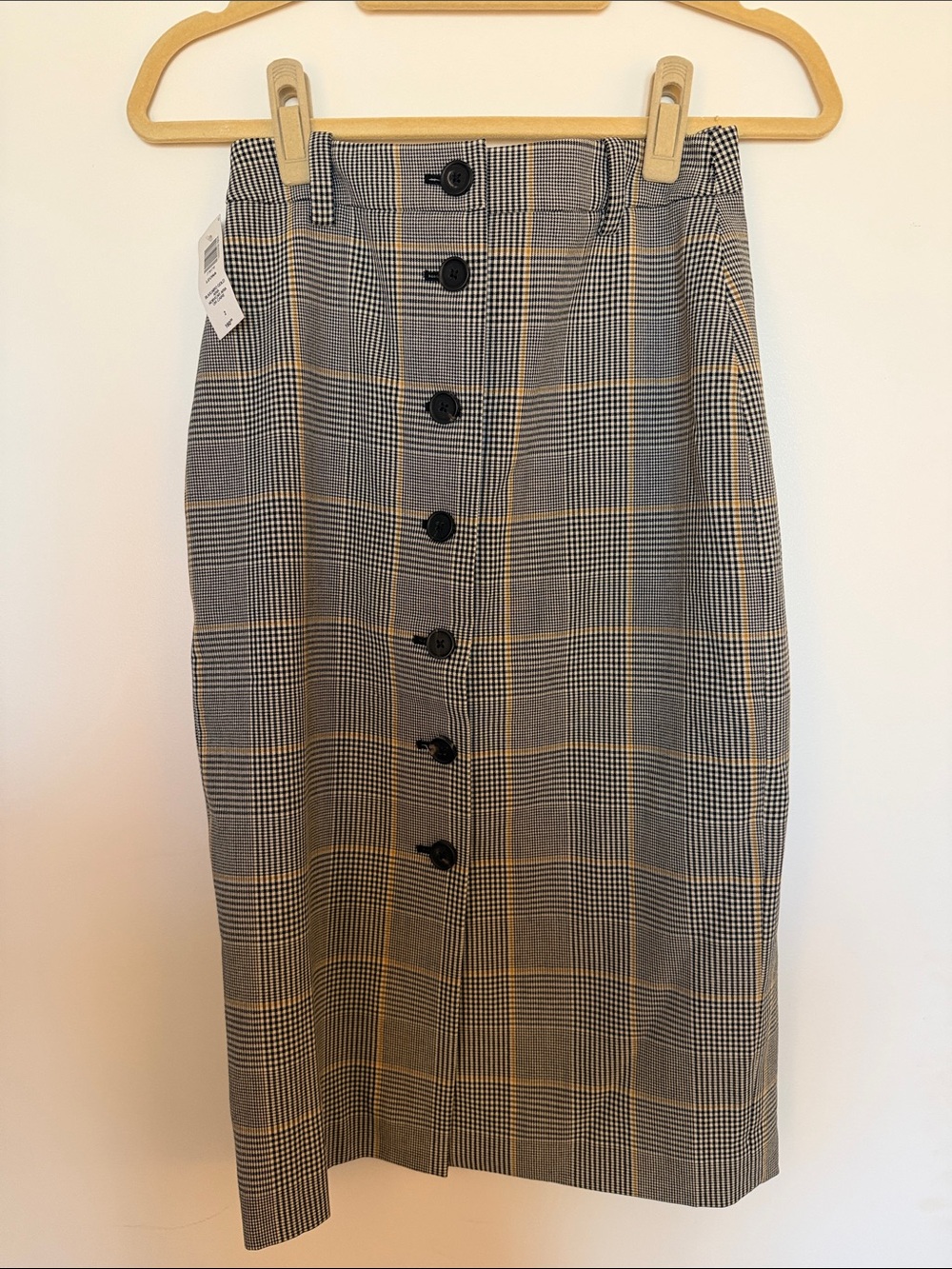 Wilfred Gray Plaid Pencil Skirt with Tan Windowpane
